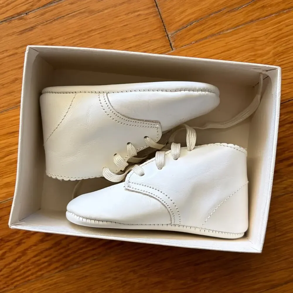 Baby Shoes Vintage White Christening Keepsake Box Personalized Jeffrey 1969 USA